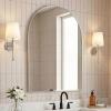 JONATHAN Y Elodie 26 in. W x 38 in. H Medium Arched Metal Framed Wall Mounted Mirror, Nickel (MIR208B)