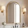 JONATHAN Y Elodie 28 in. W x 40 in. H Large Arched Metal Framed Wall Mounted Mirror, Gold (MIR209C)