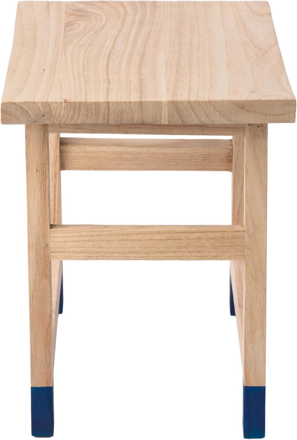image:imageJONATHAN Y Classic Casual Handcrafted Mindi Wood Small Stool 183 with Accent Feet Tips Accent Stool Footstool Side Table Plant Stand for Living Room Bedroom Entryway NaturalNavy STL3007BNaturalNavy