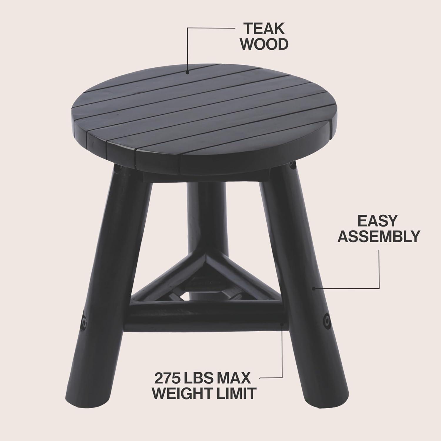 image:imageJONATHAN Y Modern Minimalist Handcrafted Teak Wood Small Stool 138 TriStand Accent Table Natural Bleach Finish for Living Room Bedroom Bathroom Entryway STL3008ABlack
