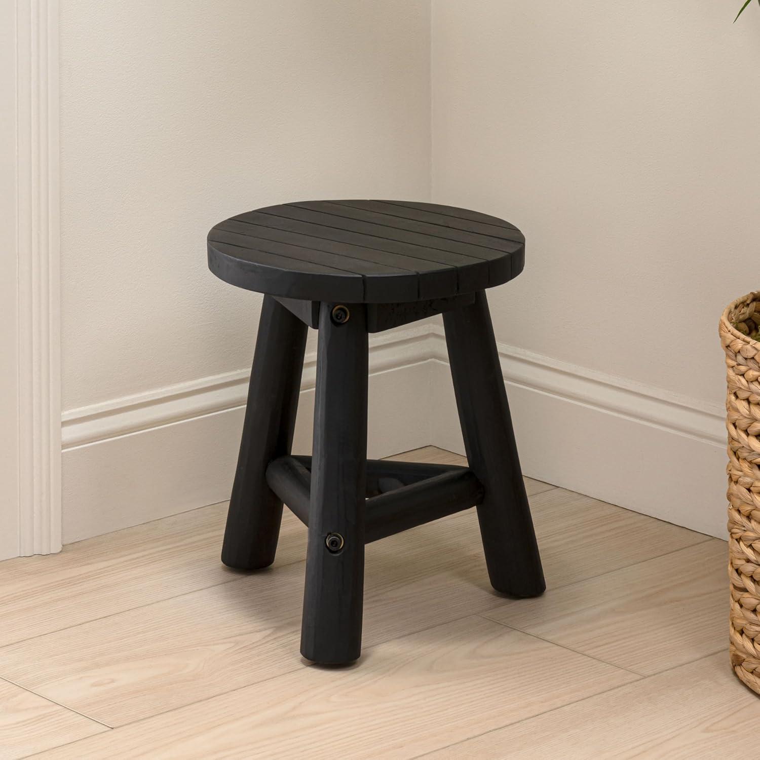 image:imageJONATHAN Y Modern Minimalist Handcrafted Teak Wood Small Stool 138 TriStand Accent Table Natural Bleach Finish for Living Room Bedroom Bathroom Entryway STL3008ABlack