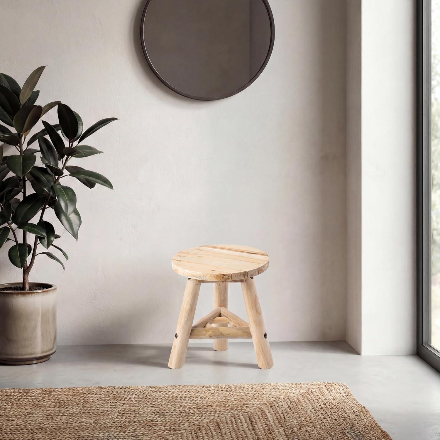 image:imageJONATHAN Y Modern Minimalist Handcrafted Teak Wood Small Stool 138 TriStand Accent Table Natural Bleach Finish for Living Room Bedroom Bathroom Entryway STL3008ANatural
