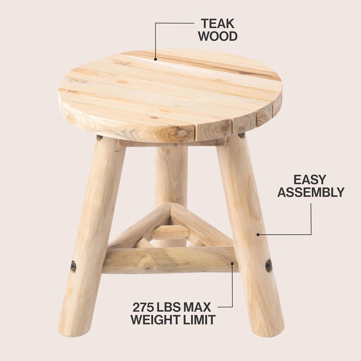 image:imageJONATHAN Y Modern Minimalist Handcrafted Teak Wood Small Stool 138 TriStand Accent Table Natural Bleach Finish for Living Room Bedroom Bathroom Entryway STL3008ANatural