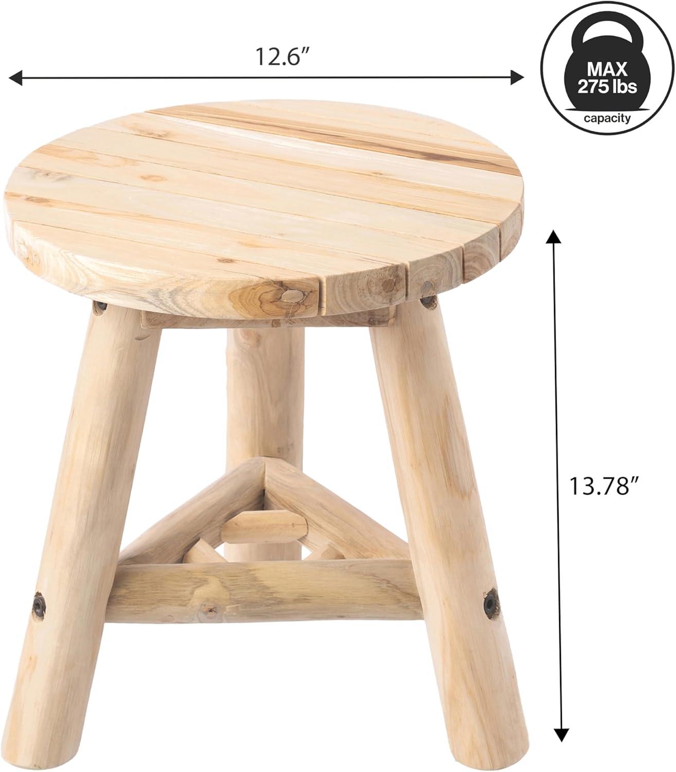 image:imageJONATHAN Y Modern Minimalist Handcrafted Teak Wood Small Stool 138 TriStand Accent Table Natural Bleach Finish for Living Room Bedroom Bathroom Entryway STL3008ANatural