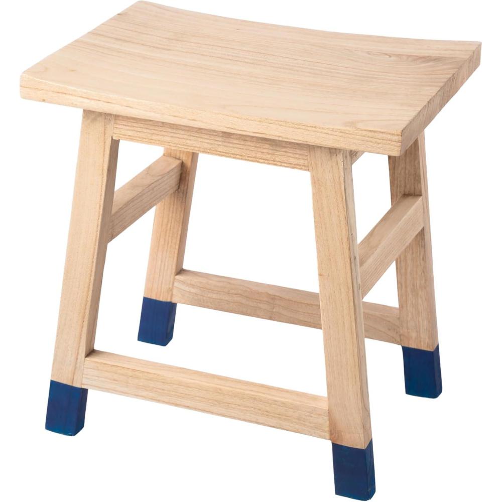 image:imageJONATHAN Y Classic Casual Handcrafted Mindi Wood Small Stool 183 with Accent Feet Tips Accent Stool Footstool Side Table Plant Stand for Living Room Bedroom Entryway NaturalNavy STL3007BNaturalNavy