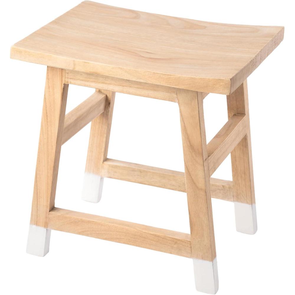 image:imageJONATHAN Y Classic Casual Handcrafted Mindi Wood Small Stool 183 with Accent Feet Tips Accent Stool Footstool Side Table Plant Stand for Living Room Bedroom Entryway NaturalNavy STL3007BNatural