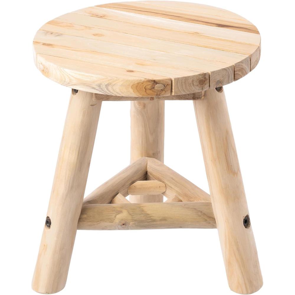 image:imageJONATHAN Y Modern Minimalist Handcrafted Teak Wood Small Stool 138 TriStand Accent Table Natural Bleach Finish for Living Room Bedroom Bathroom Entryway STL3008ANatural