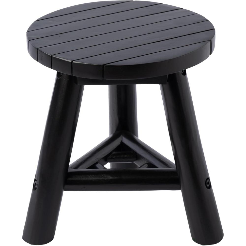 image:imageJONATHAN Y Modern Minimalist Handcrafted Teak Wood Small Stool 138 TriStand Accent Table Natural Bleach Finish for Living Room Bedroom Bathroom Entryway STL3008ABlack