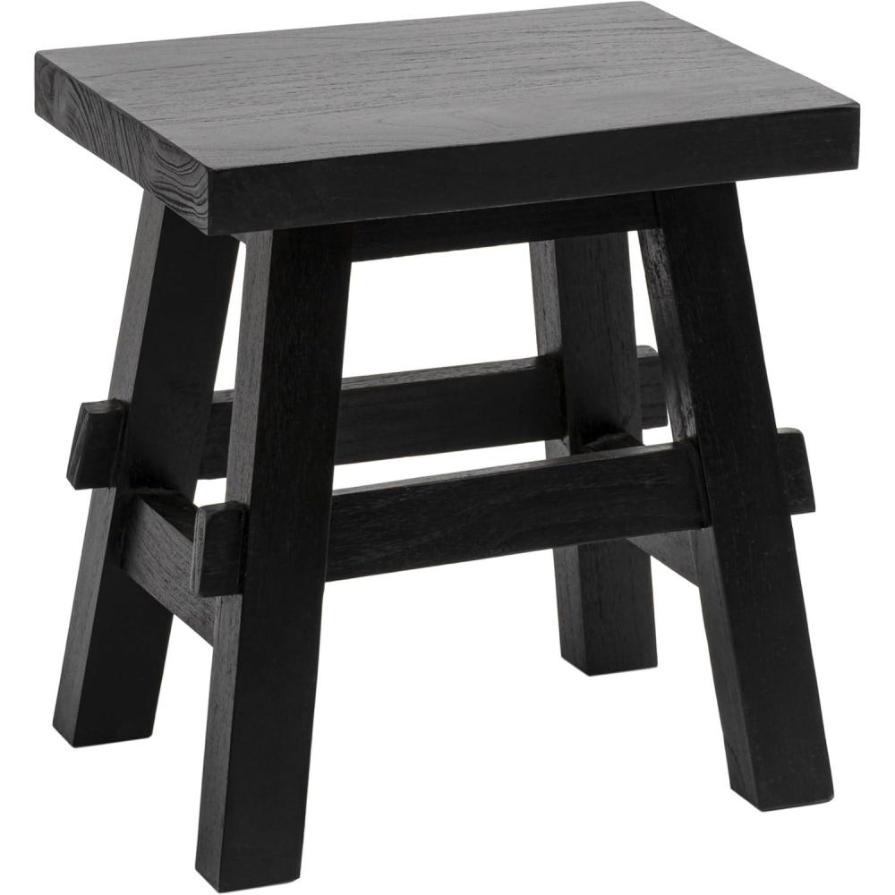 image:imageJONATHAN Y Revine Minimalist Handcrafted Mindi Wood Small Stool 169 Black Accent Stool Footstool Side Table End Table for Living Room Bedroom Bathroom STL3006BBlack