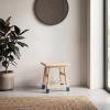 JONATHAN Y Classic Casual Handcrafted Mindi Wood Small Stool, 18.3″, with Accent Feet Tips, Accent Stool, Footstool, Side Table, Plant Stand for Living Room, Bedroom, Entryway, Natural/Navy (STL3007B)(Natural/Navy)