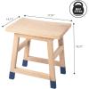 JONATHAN Y Classic Casual Handcrafted Mindi Wood Small Stool, 18.3″, with Accent Feet Tips, Accent Stool, Footstool, Side Table, Plant Stand for Living Room, Bedroom, Entryway, Natural/Navy (STL3007B)(Natural/Navy)