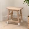 JONATHAN Y Classic Casual Handcrafted Mindi Wood Small Stool, 18.3″, with Accent Feet Tips, Accent Stool, Footstool, Side Table, Plant Stand for Living Room, Bedroom, Entryway, Natural/Navy (STL3007B)(Natural)