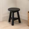 JONATHAN Y Modern Minimalist Handcrafted Teak Wood Small Stool, 13.8″ Tri-Stand Accent Table, Natural Bleach Finish, for Living Room, Bedroom, Bathroom, Entryway (STL3008A)(Black)