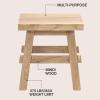 JONATHAN Y Revine Minimalist Handcrafted Mindi Wood Small Stool, 16.9″, Black Accent Stool, Footstool, Side Table, End Table for Living Room, Bedroom, Bathroom (STL3006B)(Natural)