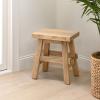 JONATHAN Y Revine Minimalist Handcrafted Mindi Wood Small Stool, 16.9″, Black Accent Stool, Footstool, Side Table, End Table for Living Room, Bedroom, Bathroom (STL3006B)(Natural)