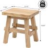 JONATHAN Y Revine Minimalist Handcrafted Mindi Wood Small Stool, 16.9″, Black Accent Stool, Footstool, Side Table, End Table for Living Room, Bedroom, Bathroom (STL3006B)(Natural)