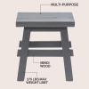 JONATHAN Y Revine Minimalist Handcrafted Mindi Wood Small Stool, 16.9″, Black Accent Stool, Footstool, Side Table, End Table for Living Room, Bedroom, Bathroom (STL3006B)(Dark Gray)
