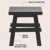 JONATHAN Y Revine Minimalist Handcrafted Mindi Wood Small Stool, 16.9″, Black Accent Stool, Footstool, Side Table, End Table for Living Room, Bedroom, Bathroom (STL3006B)(Black)