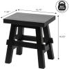 JONATHAN Y Revine Minimalist Handcrafted Mindi Wood Small Stool, 16.9″, Black Accent Stool, Footstool, Side Table, End Table for Living Room, Bedroom, Bathroom (STL3006B)(Black)