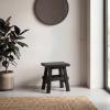 JONATHAN Y Revine Minimalist Handcrafted Mindi Wood Small Stool, 16.9″, Black Accent Stool, Footstool, Side Table, End Table for Living Room, Bedroom, Bathroom (STL3006B)(Black)