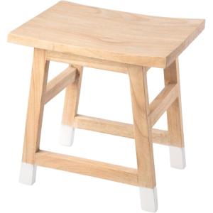 JONATHAN Y Classic Casual Handcrafted Mindi Wood Small Stool, 18.3″, with Accent Feet Tips, Accent Stool, Footstool, Side Table, Plant Stand for Living Room, Bedroom, Entryway, Natural/Navy (STL3007B)(Natural)