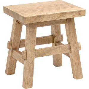 JONATHAN Y Revine Minimalist Handcrafted Mindi Wood Small Stool, 16.9″, Black Accent Stool, Footstool, Side Table, End Table for Living Room, Bedroom, Bathroom (STL3006B)(Natural)
