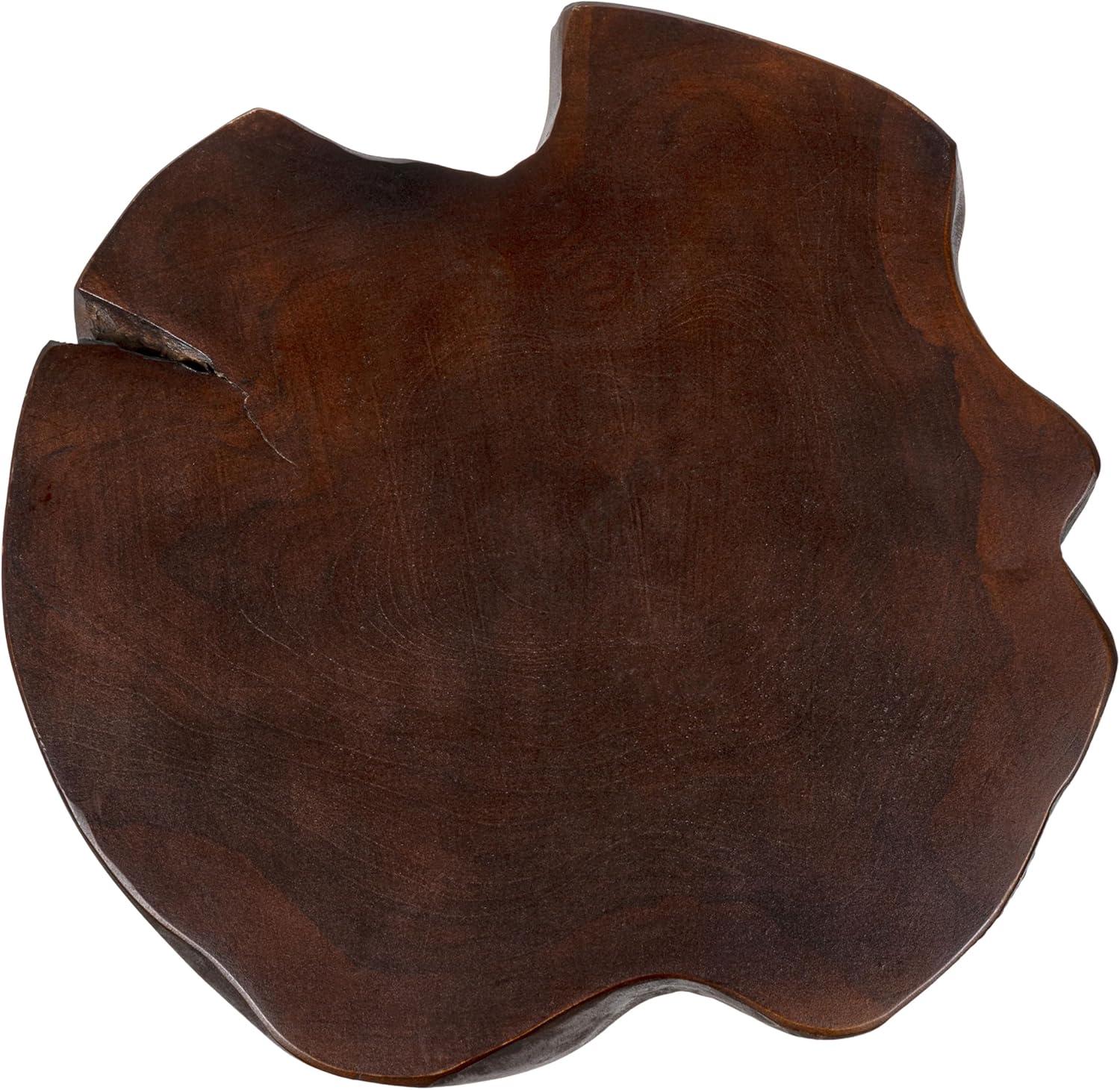 image:imageJONATHAN Y 1575 Rustic Handcrafted NatureCarved Teak Wood Small Stool Solid Wood Accent Table End Table Plant Stand Footstool for Living Room Bedroom Bathroom Natural Finish STL3000ADark Brown Finish
