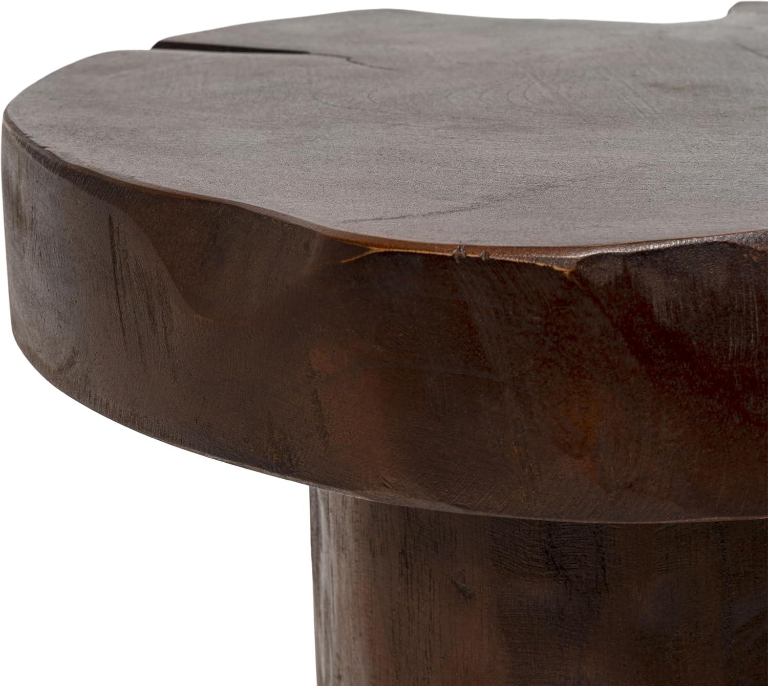 image:imageJONATHAN Y 1575 Rustic Handcrafted NatureCarved Teak Wood Small Stool Solid Wood Accent Table End Table Plant Stand Footstool for Living Room Bedroom Bathroom Natural Finish STL3000ADark Brown Finish