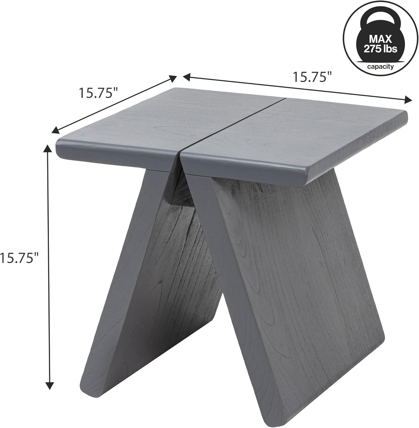 image:imageJONATHAN Y Dark Gray Mindi Wood Small Stool 1575 Rustic Farmhouse Handcrafted Accent Stool with AFrame Legs Wooden Footrest for Living Room Bedroom Entryway STL3002BDark Gray