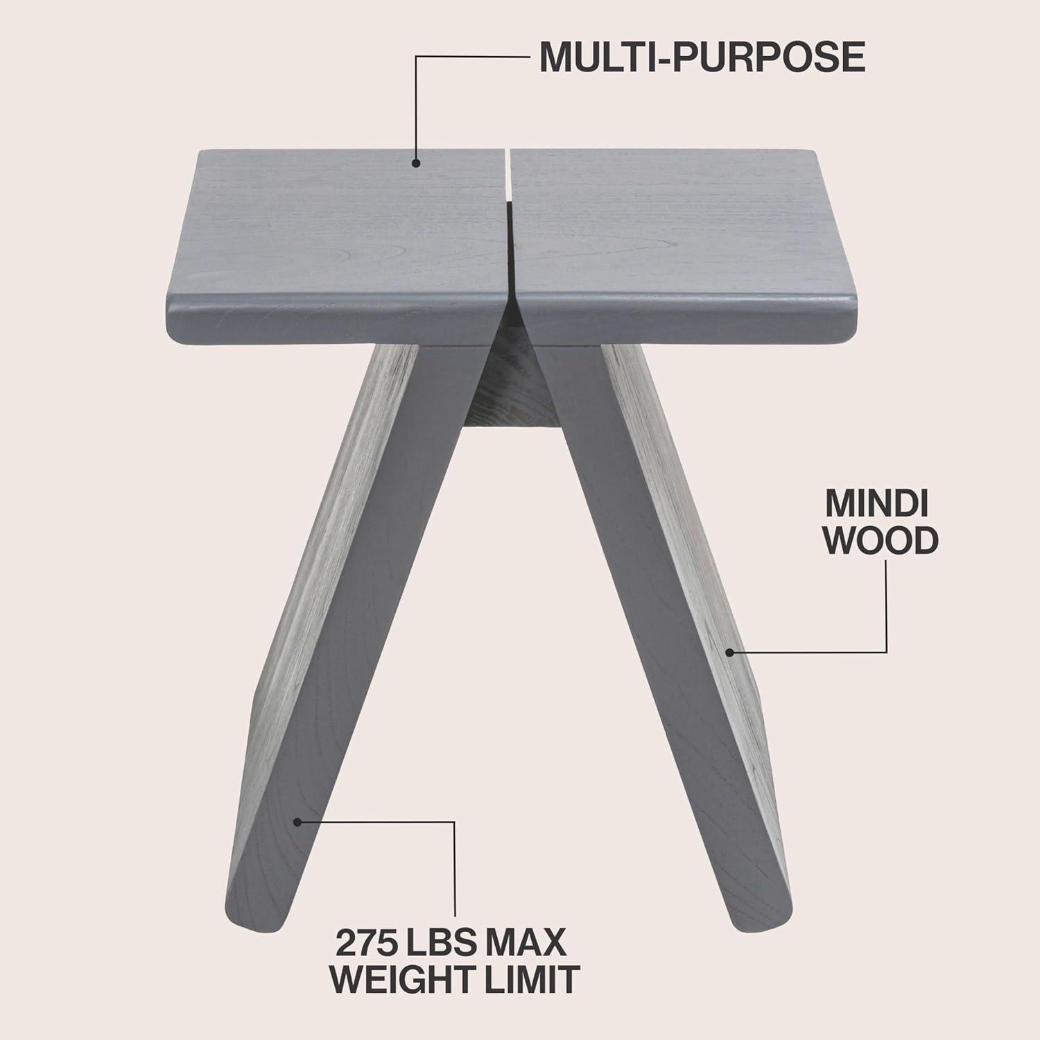 image:imageJONATHAN Y Dark Gray Mindi Wood Small Stool 1575 Rustic Farmhouse Handcrafted Accent Stool with AFrame Legs Wooden Footrest for Living Room Bedroom Entryway STL3002BDark Gray