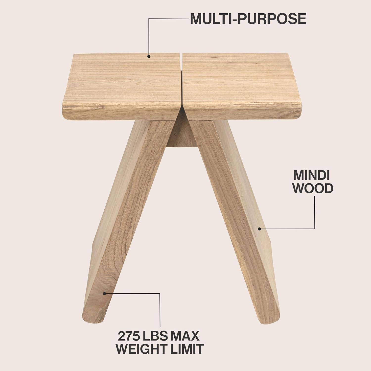 image:imageJONATHAN Y Dark Gray Mindi Wood Small Stool 1575 Rustic Farmhouse Handcrafted Accent Stool with AFrame Legs Wooden Footrest for Living Room Bedroom Entryway STL3002BNatural