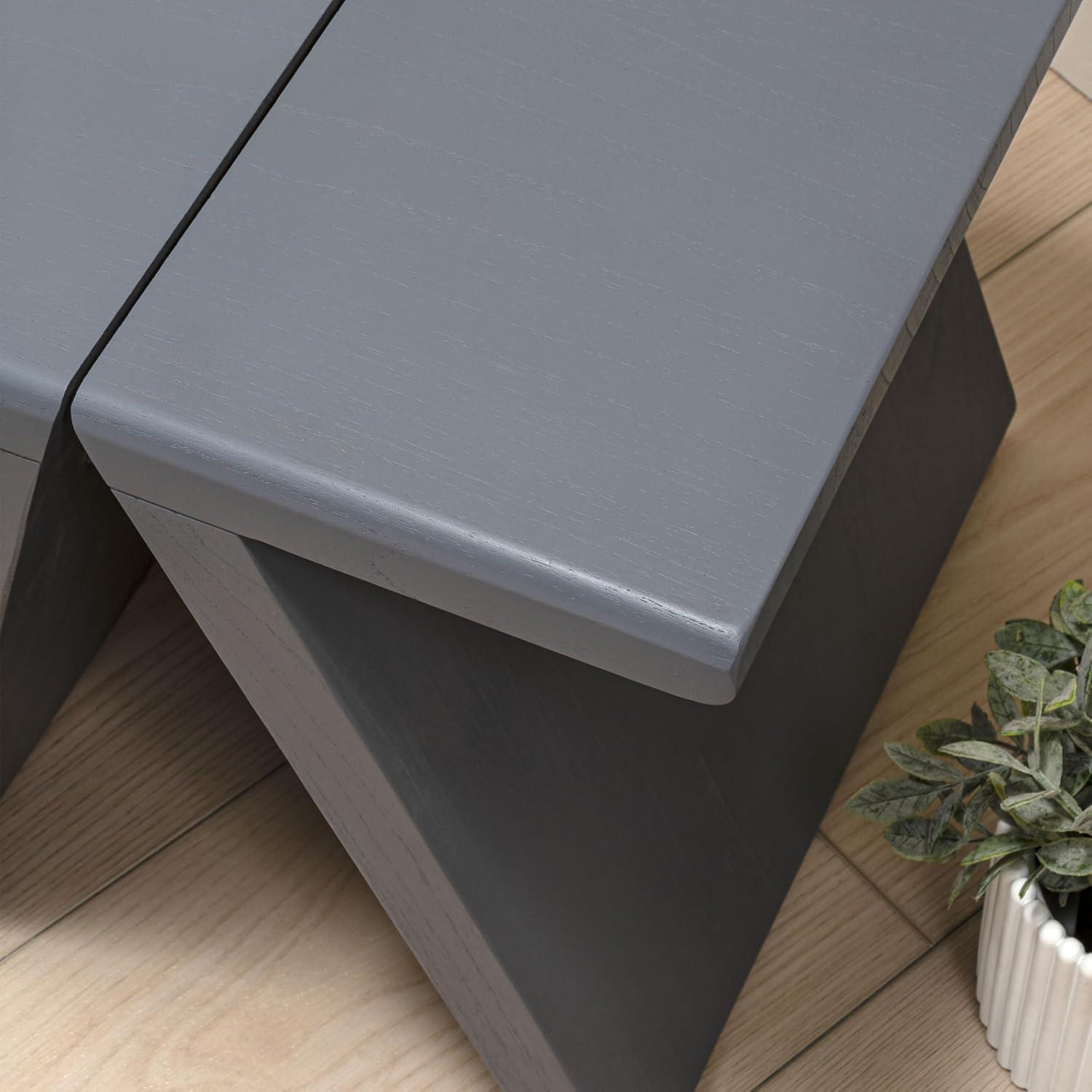 image:imageJONATHAN Y Dark Gray Mindi Wood Small Stool 1575 Rustic Farmhouse Handcrafted Accent Stool with AFrame Legs Wooden Footrest for Living Room Bedroom Entryway STL3002BDark Gray