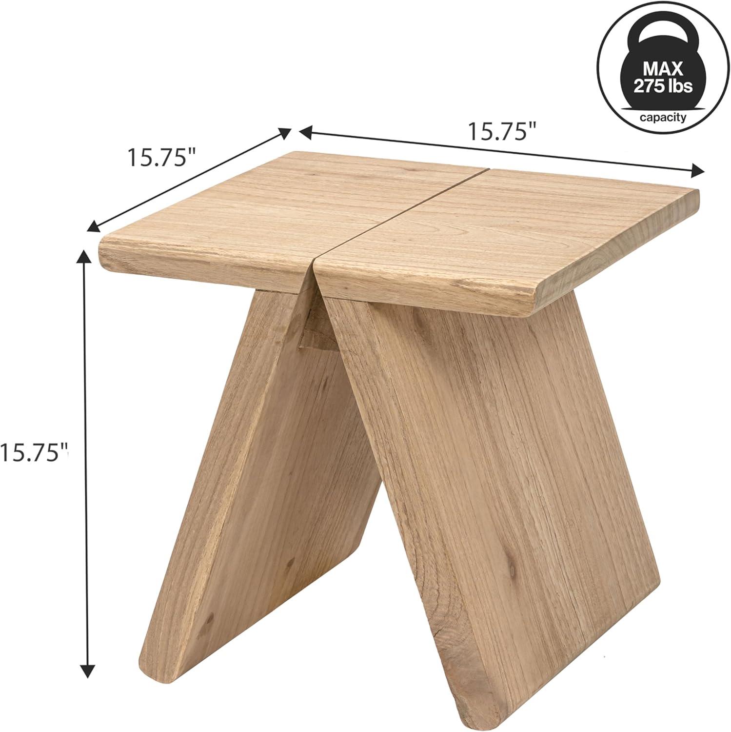 image:imageJONATHAN Y Dark Gray Mindi Wood Small Stool 1575 Rustic Farmhouse Handcrafted Accent Stool with AFrame Legs Wooden Footrest for Living Room Bedroom Entryway STL3002BNatural