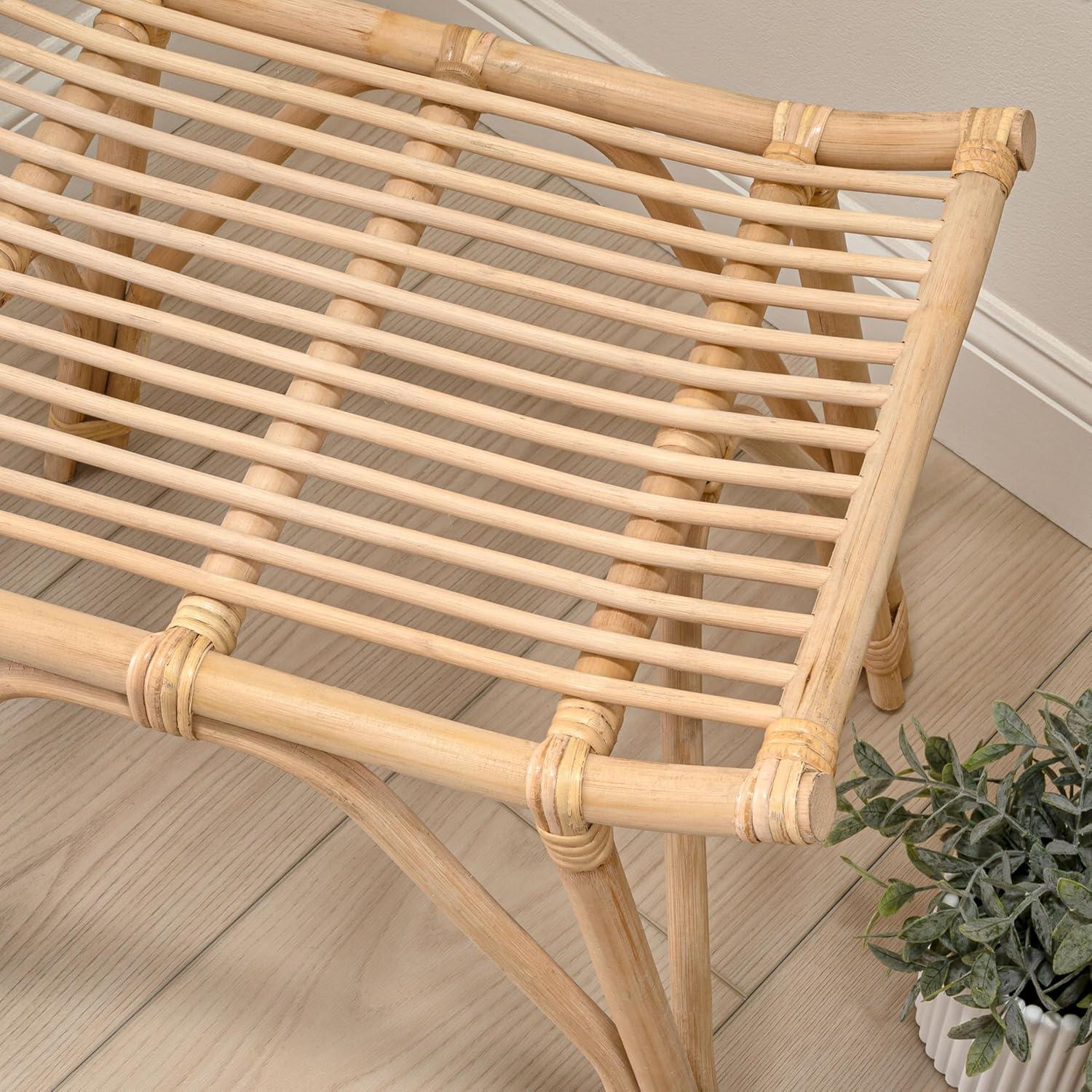 image:imageJONATHAN Y Gabriel 177 Modern Bohemian Handcrafted Rattan Stool Arch Seat Small Accent Footstool Natural Woven Design for Living Room Bedroom Vanity Entryway STL3005ANatural