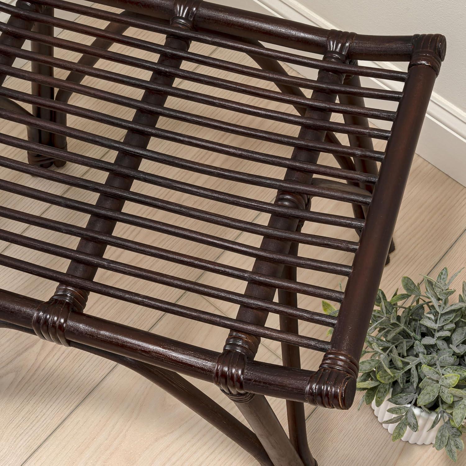 image:imageJONATHAN Y Gabriel 177 Modern Bohemian Handcrafted Rattan Stool Arch Seat Small Accent Footstool Natural Woven Design for Living Room Bedroom Vanity Entryway STL3005ADark Brown