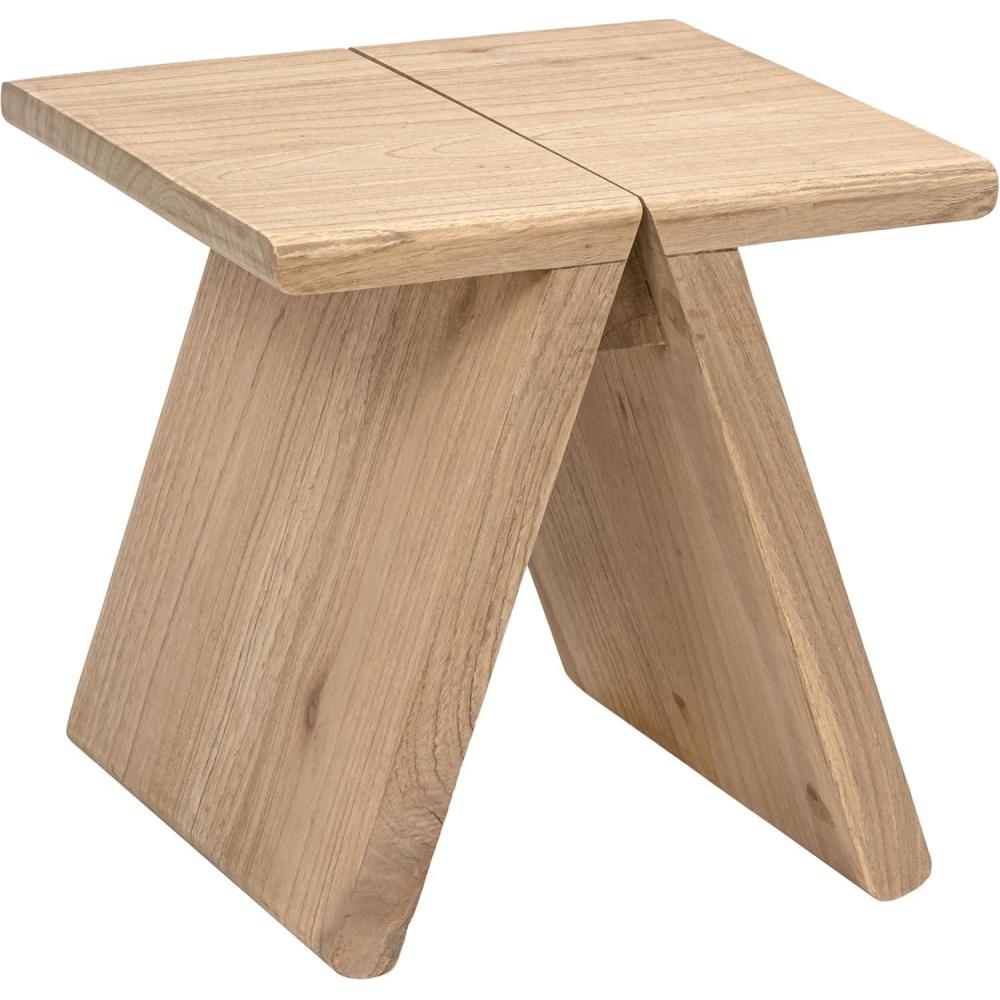 image:imageJONATHAN Y Dark Gray Mindi Wood Small Stool 1575 Rustic Farmhouse Handcrafted Accent Stool with AFrame Legs Wooden Footrest for Living Room Bedroom Entryway STL3002BNatural
