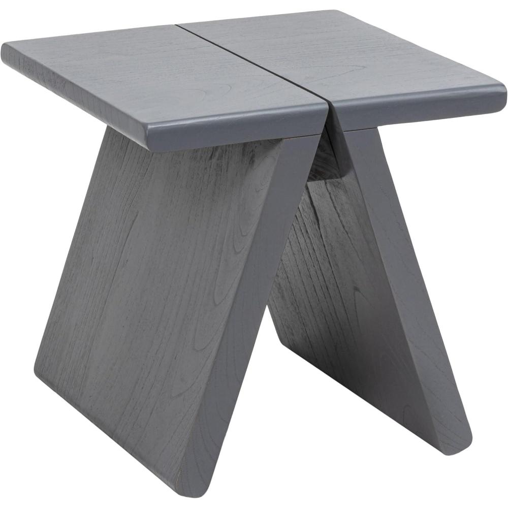 image:imageJONATHAN Y Dark Gray Mindi Wood Small Stool 1575 Rustic Farmhouse Handcrafted Accent Stool with AFrame Legs Wooden Footrest for Living Room Bedroom Entryway STL3002BDark Gray