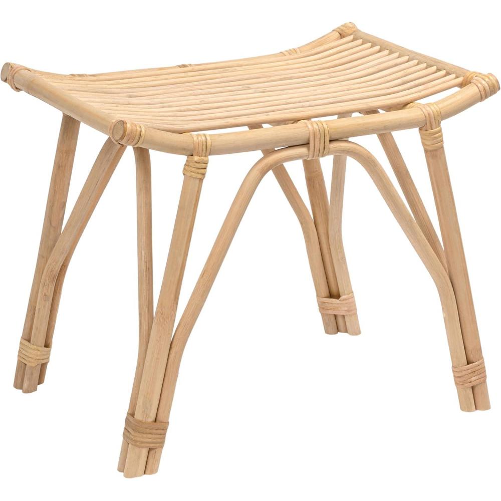image:imageJONATHAN Y Gabriel 177 Modern Bohemian Handcrafted Rattan Stool Arch Seat Small Accent Footstool Natural Woven Design for Living Room Bedroom Vanity Entryway STL3005ANatural