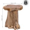 JONATHAN Y 15.75″ Rustic Handcrafted Nature-Carved Teak Wood Small Stool, Solid Wood Accent Table, End Table, Plant Stand, Footstool for Living Room Bedroom Bathroom, Natural Finish (STL3000A)(Natural Finish)