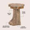 JONATHAN Y 15.75″ Rustic Handcrafted Nature-Carved Teak Wood Small Stool, Solid Wood Accent Table, End Table, Plant Stand, Footstool for Living Room Bedroom Bathroom, Natural Finish (STL3000A)(Natural Finish)