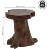 JONATHAN Y 15.75″ Rustic Handcrafted Nature-Carved Teak Wood Small Stool, Solid Wood Accent Table, End Table, Plant Stand, Footstool for Living Room Bedroom Bathroom, Natural Finish (STL3000A)(Dark Brown Finish)
