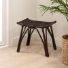 JONATHAN Y Gabriel 17.7″ Modern Bohemian Handcrafted Rattan Stool, Arch Seat Small Accent Footstool, Natural Woven Design for Living Room, Bedroom, Vanity, Entryway (STL3005A)(Dark Brown)