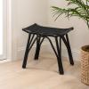 JONATHAN Y Gabriel 17.7″ Modern Bohemian Handcrafted Rattan Stool, Arch Seat Small Accent Footstool, Natural Woven Design for Living Room, Bedroom, Vanity, Entryway (STL3005A)(Black)