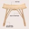JONATHAN Y Gabriel 17.7″ Modern Bohemian Handcrafted Rattan Stool, Arch Seat Small Accent Footstool, Natural Woven Design for Living Room, Bedroom, Vanity, Entryway (STL3005A)(Natural)