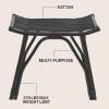 JONATHAN Y Gabriel 17.7″ Modern Bohemian Handcrafted Rattan Stool, Arch Seat Small Accent Footstool, Natural Woven Design for Living Room, Bedroom, Vanity, Entryway (STL3005A)(Black)