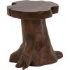 JONATHAN Y 15.75″ Rustic Handcrafted Nature-Carved Teak Wood Small Stool, Solid Wood Accent Table, End Table, Plant Stand, Footstool for Living Room Bedroom Bathroom, Natural Finish (STL3000A)(Dark Brown Finish)