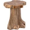 JONATHAN Y 15.75″ Rustic Handcrafted Nature-Carved Teak Wood Small Stool, Solid Wood Accent Table, End Table, Plant Stand, Footstool for Living Room Bedroom Bathroom, Natural Finish (STL3000A)(Natural Finish)