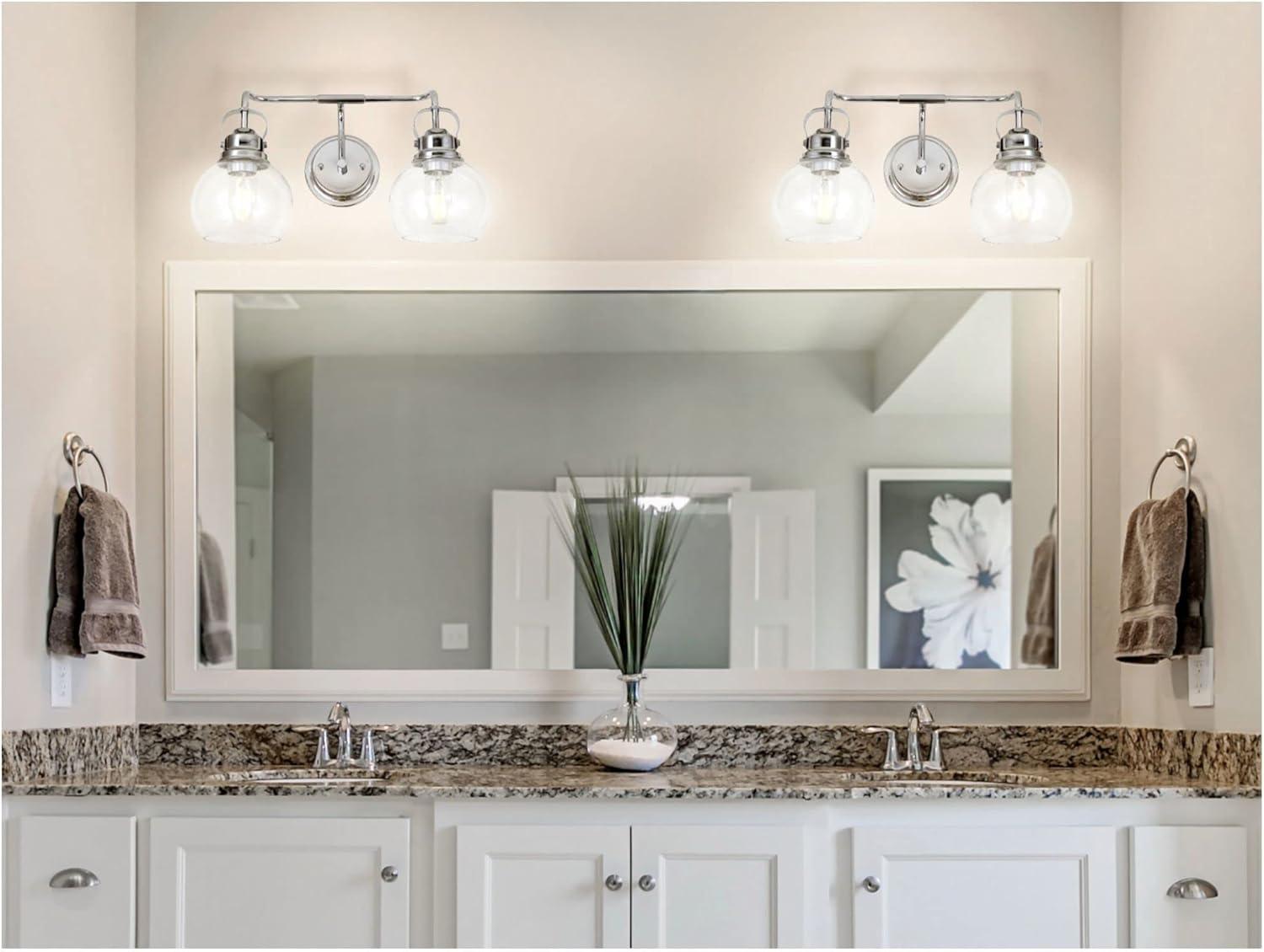 image:imageJONATHAN Y 24 Brass GoldOil Rubbed Bronze Shirley 3Light Bathroom Vanity Light Metal Wall Sconce Clear Seeded Glass Shade Modern Transitional Farmhouse Fixture LED Bulbs Included JYL7405BChromeClear
