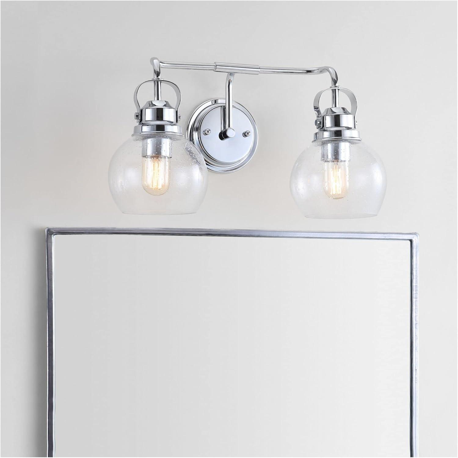 image:imageJONATHAN Y 24 Brass GoldOil Rubbed Bronze Shirley 3Light Bathroom Vanity Light Metal Wall Sconce Clear Seeded Glass Shade Modern Transitional Farmhouse Fixture LED Bulbs Included JYL7405BChromeClear