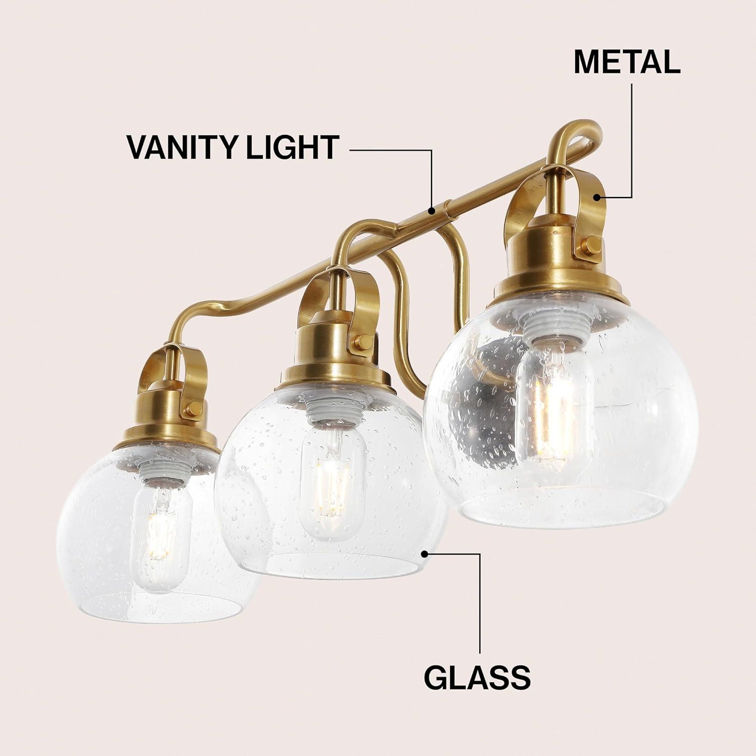 image:imageJONATHAN Y 24 Brass GoldOil Rubbed Bronze Shirley 3Light Bathroom Vanity Light Metal Wall Sconce Clear Seeded Glass Shade Modern Transitional Farmhouse Fixture LED Bulbs Included JYL7405BBrass GoldOil Rubbed Bronze